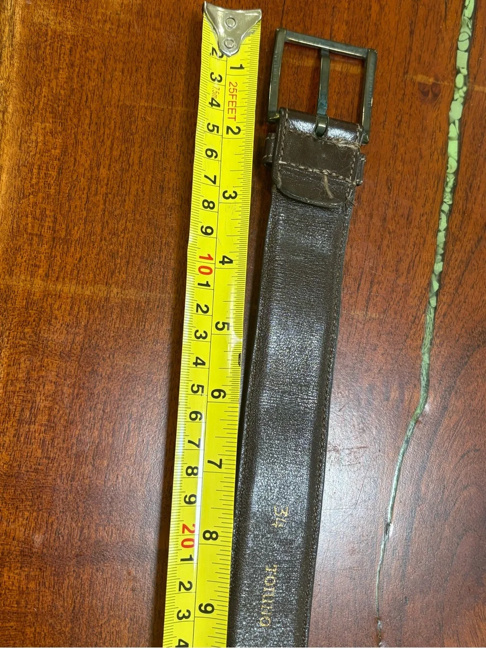 Torino Brown full grain glove, leather brass buckle Italian belt men’s size 34
